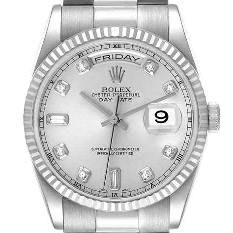 rolex white gold day date diamond dial|rolex day date 118239.